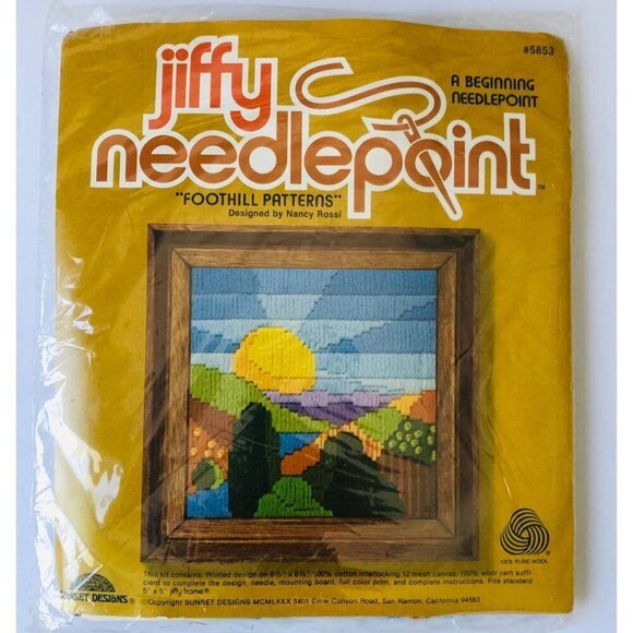 Sunset Designs Other - Vtg Jiffy Needlepoint Foothill Patterns Kit Sunset Designs New 70s 5853‎